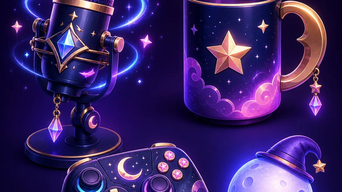 Coordinated magical microphone, mug, controller and mascot props
