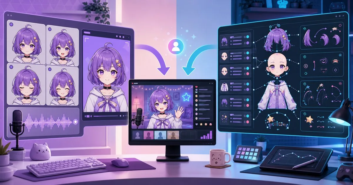 Simple four-state PNGTuber software compared with a layered sprite and motion workflow