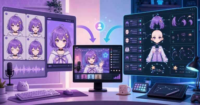 Simple four-state PNGTuber software compared with a layered sprite and motion workflow