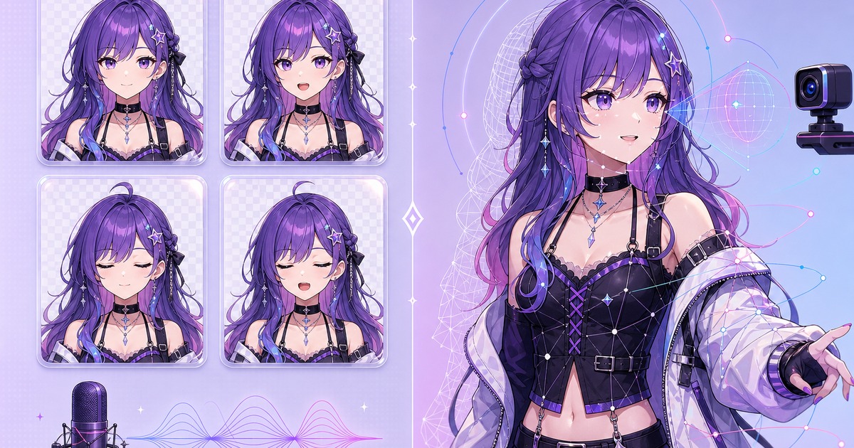 Four-state PNGTuber compared with a continuously tracked VTuber avatar